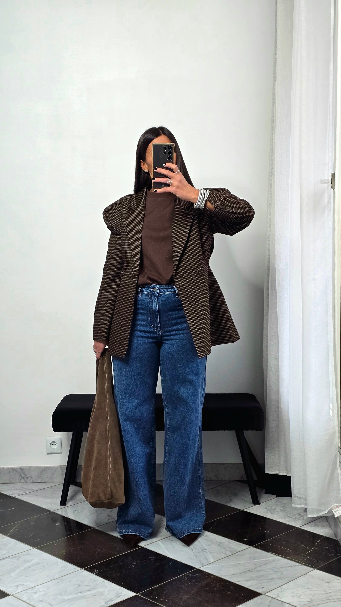 T-shirt à épaulettes chocolat en coton épais