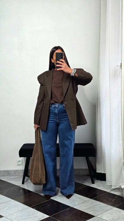 T-shirt à épaulettes chocolat en coton épais