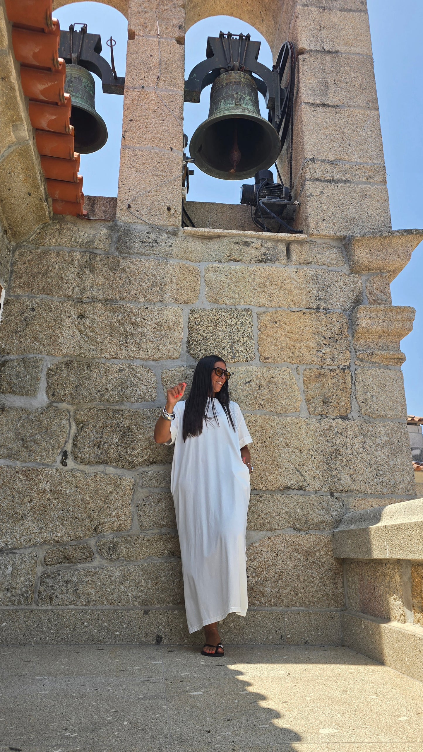 Robe T-shirt longue blanc cassé – fabrication italienne