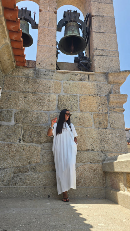 Robe T-shirt longue blanc cassé – fabrication italienne