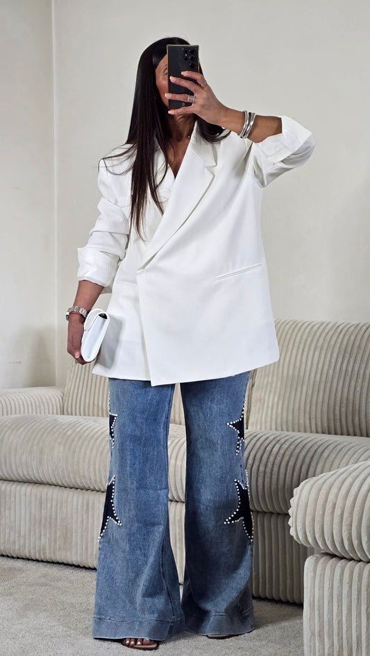 Blazer croisé oversize blanc
