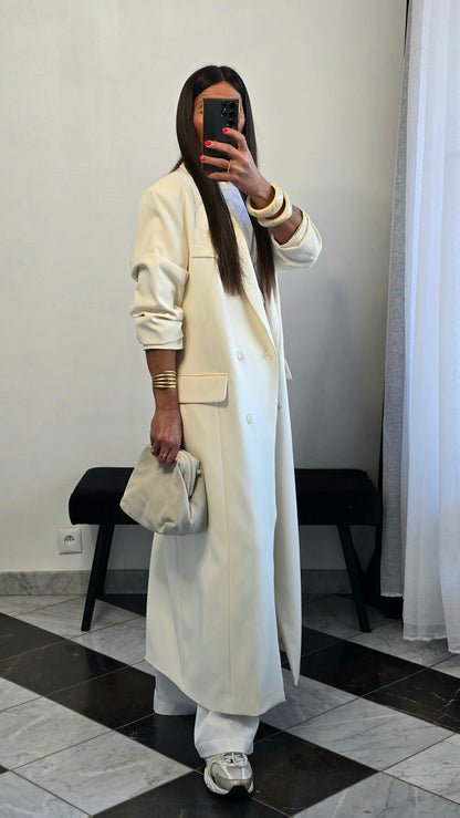Blazer long oversize écru – coupe signature SOÉLA