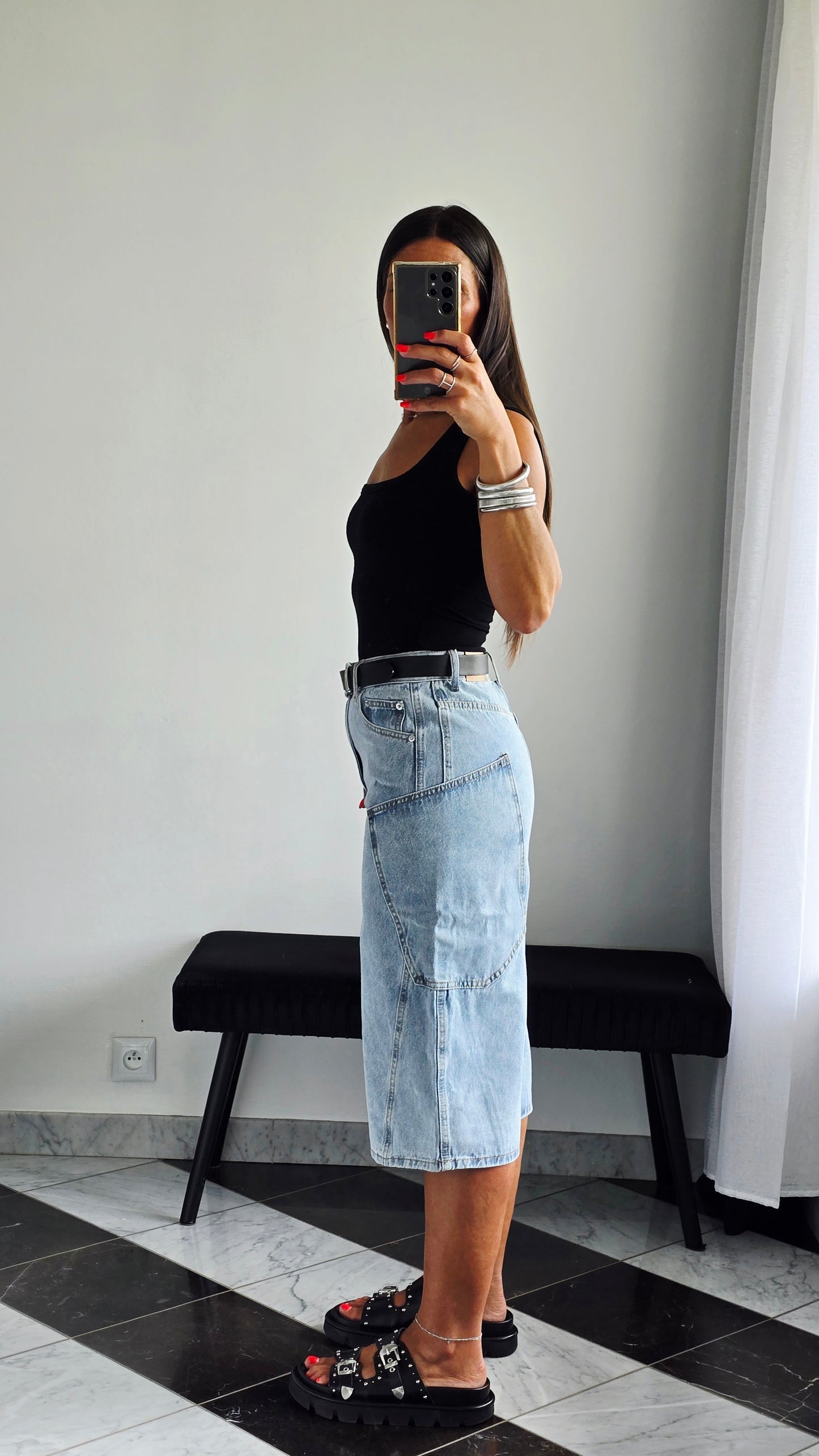 Bermuda en jean large - Coupe cargo