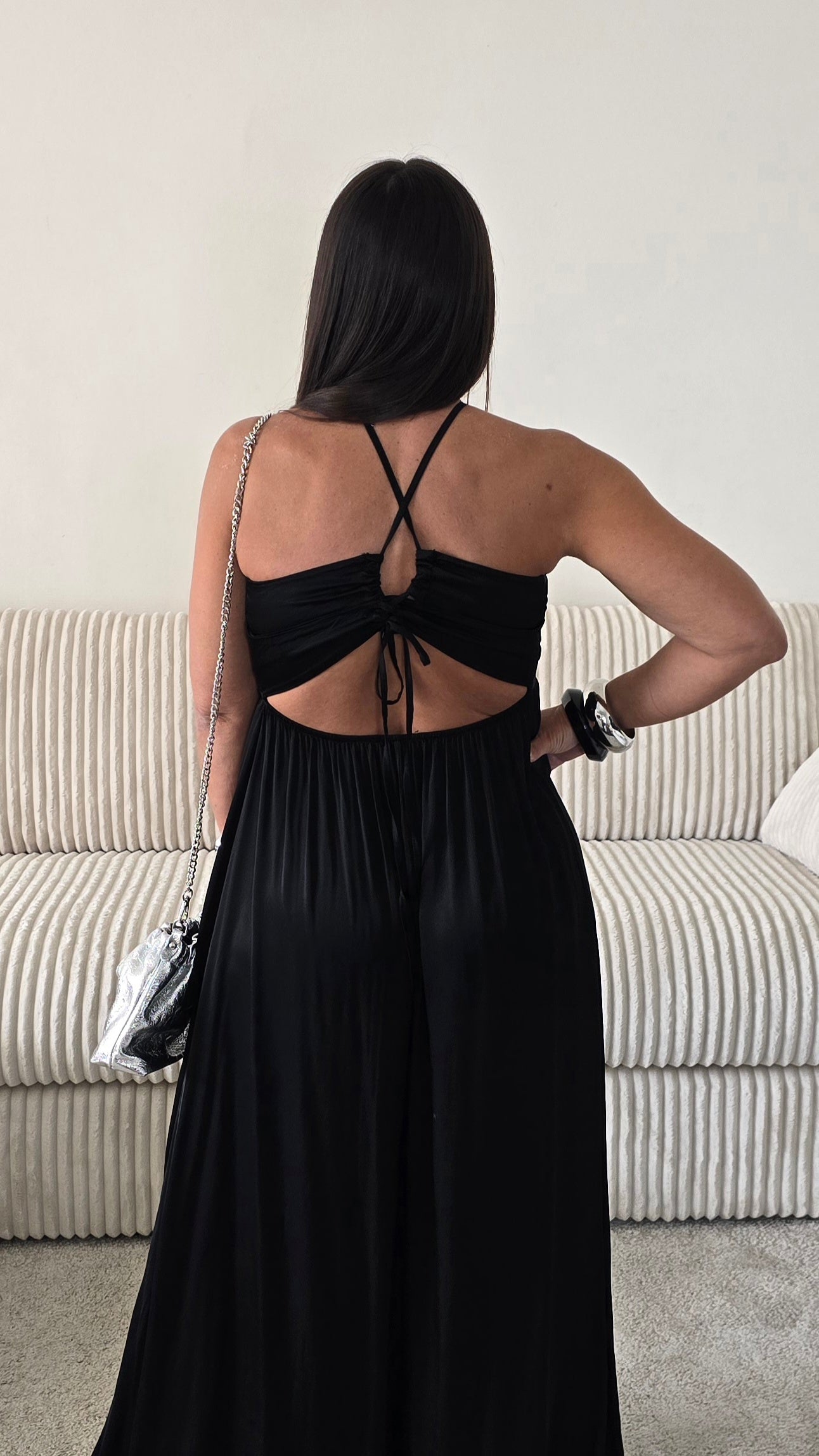 Robe longue dos nu -  noir