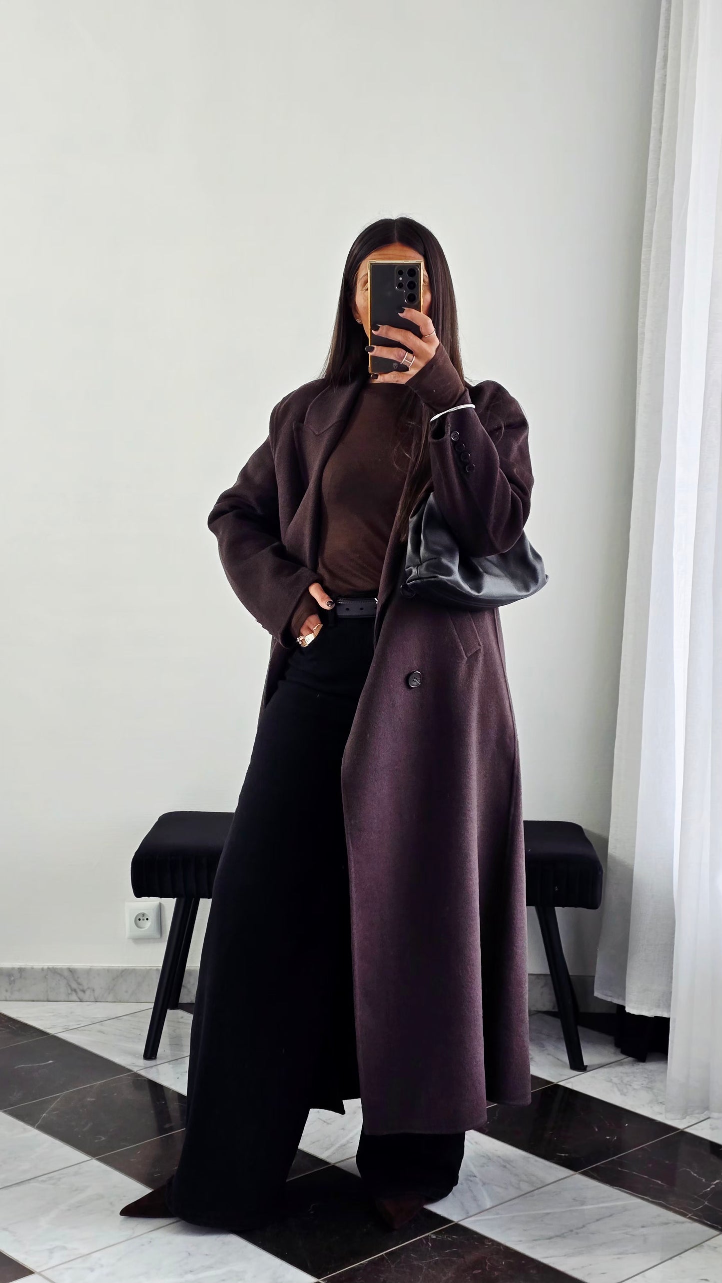 Jean palazzo noir taille haute