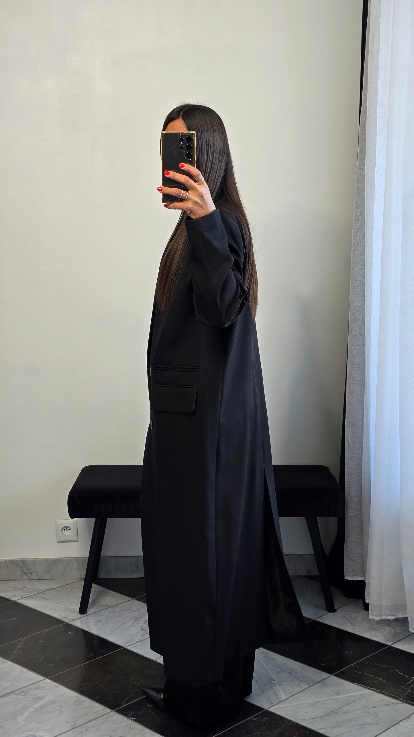 Blazer long oversize noir – coupe signature SOÉLA