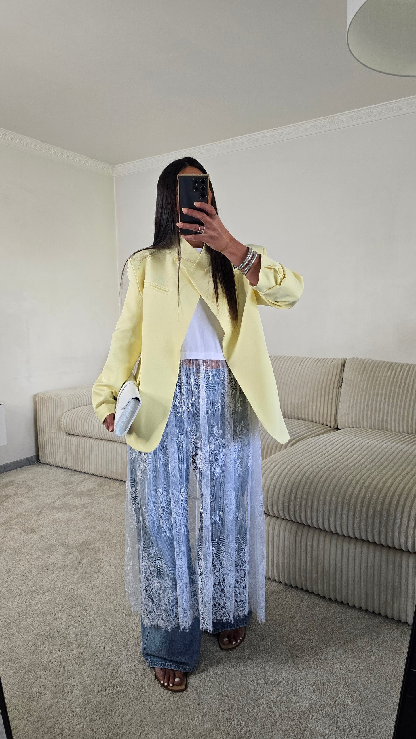 T-shirt dentelle signature – blanc lumineux