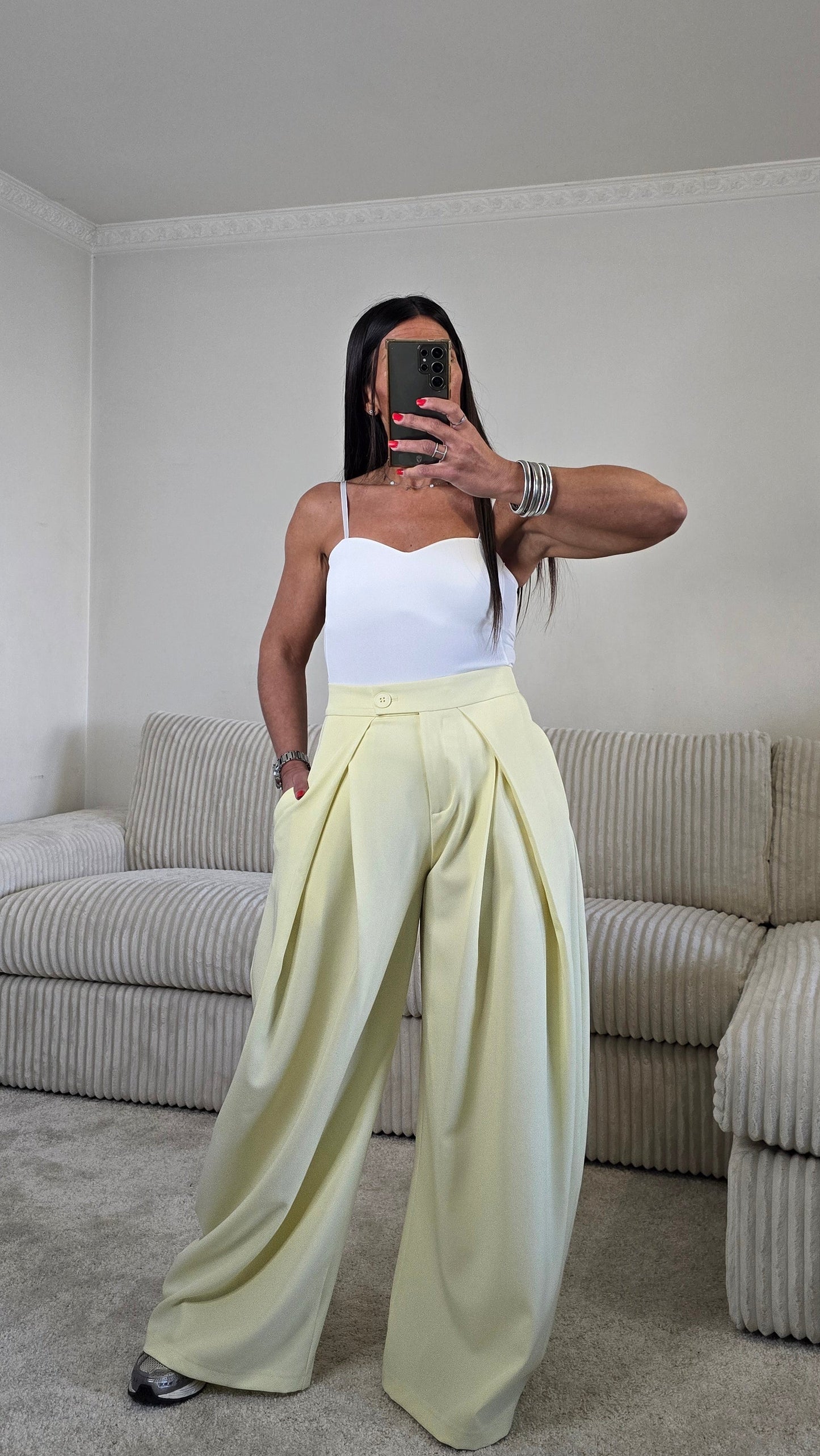 Pantalon tailoring large – jaune beurre lumineux