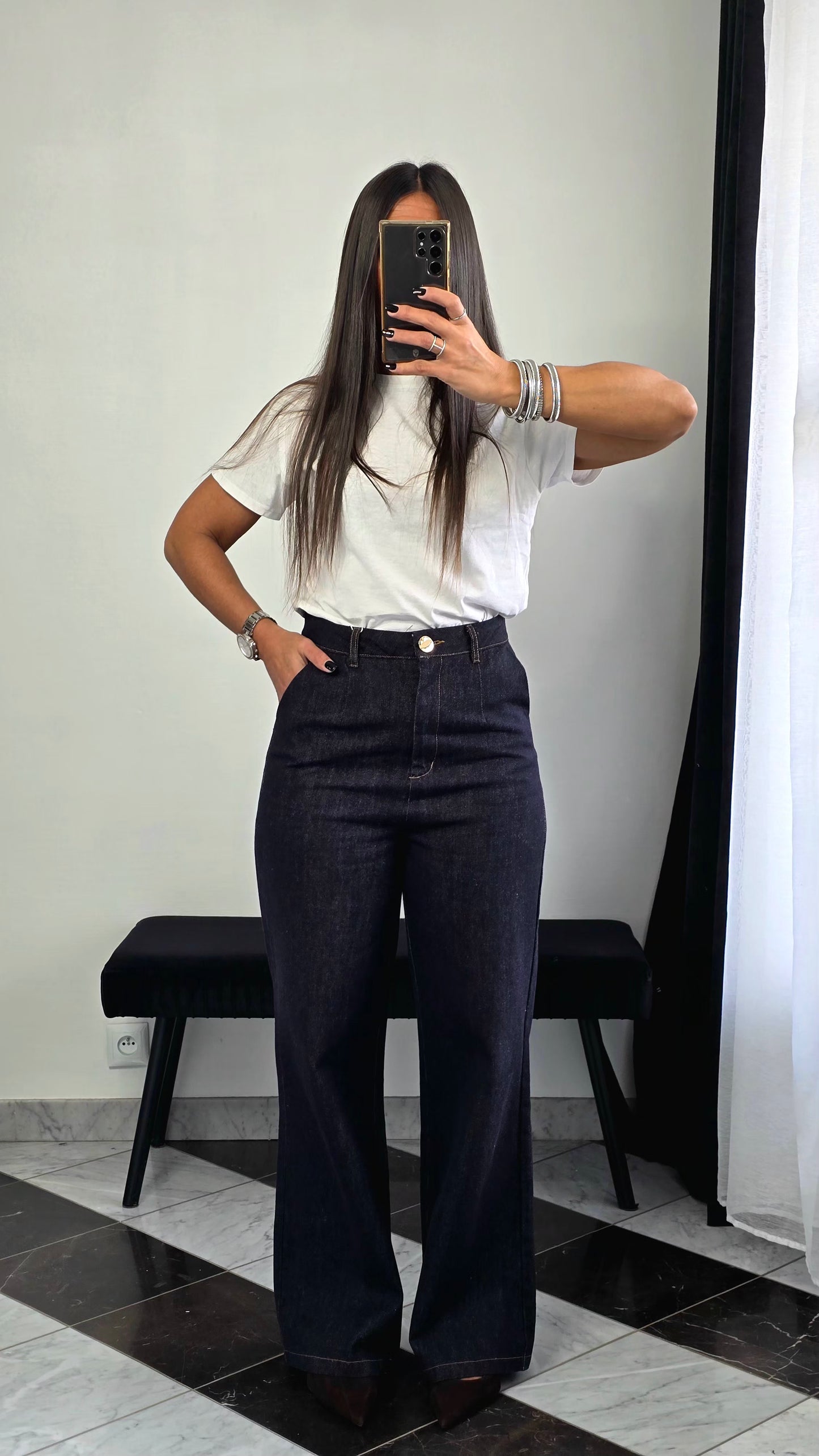 Jean Taille Haute Droit – Denim Brut