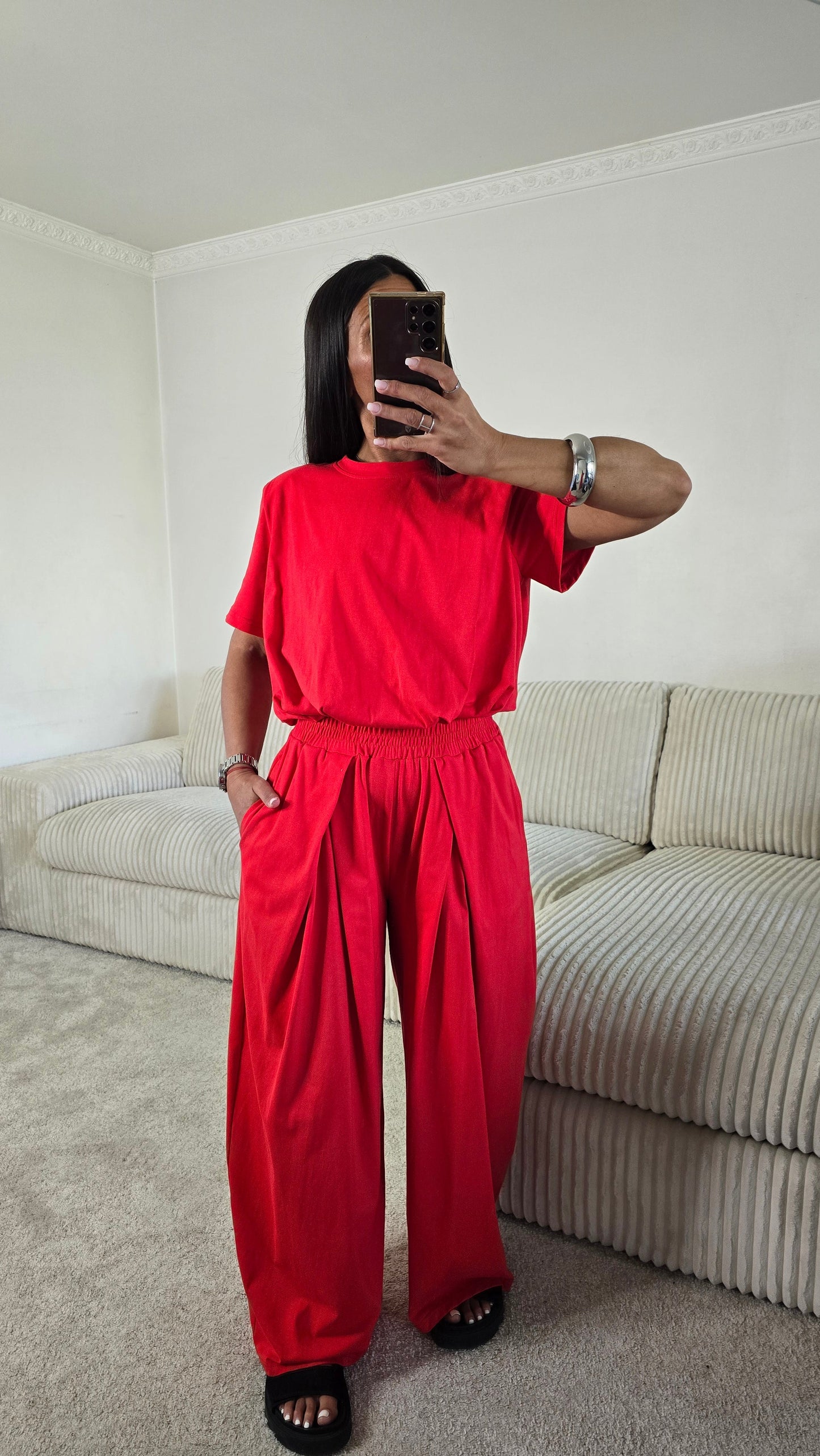 Ensemble jersey coton rouge – silhouette effortless