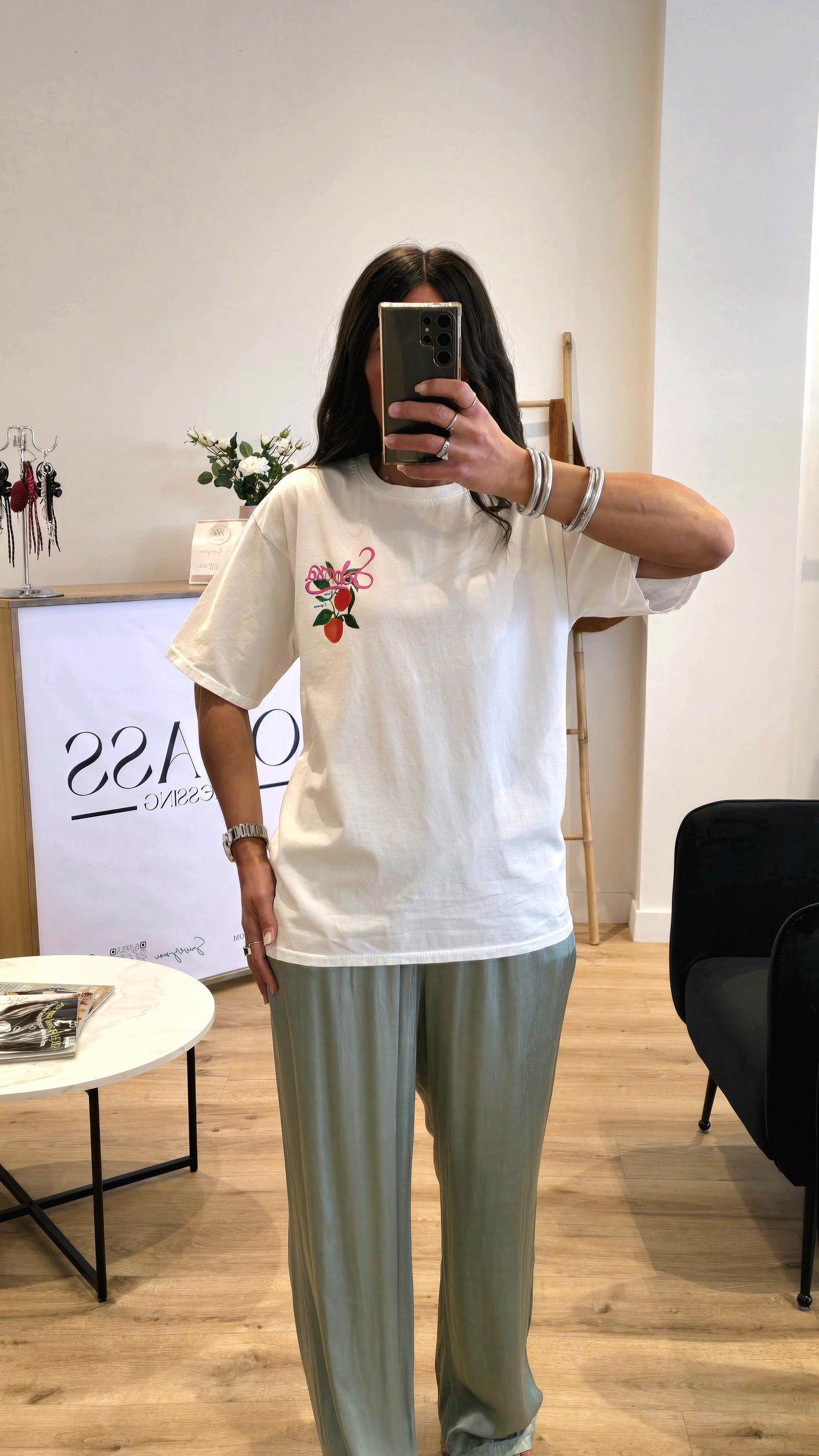 T-shirt Imprimé Fruits – Blanc Cassé