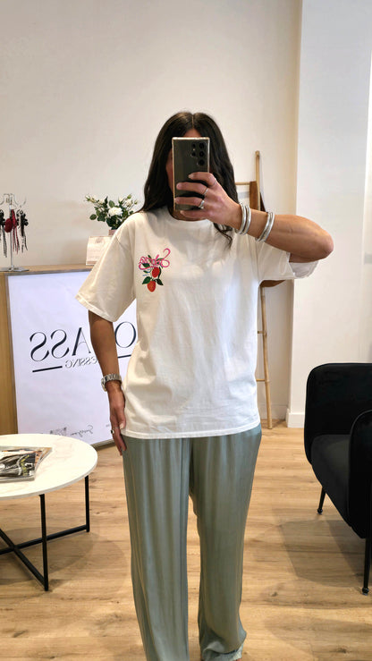 T-shirt Imprimé Fruits – Blanc Cassé