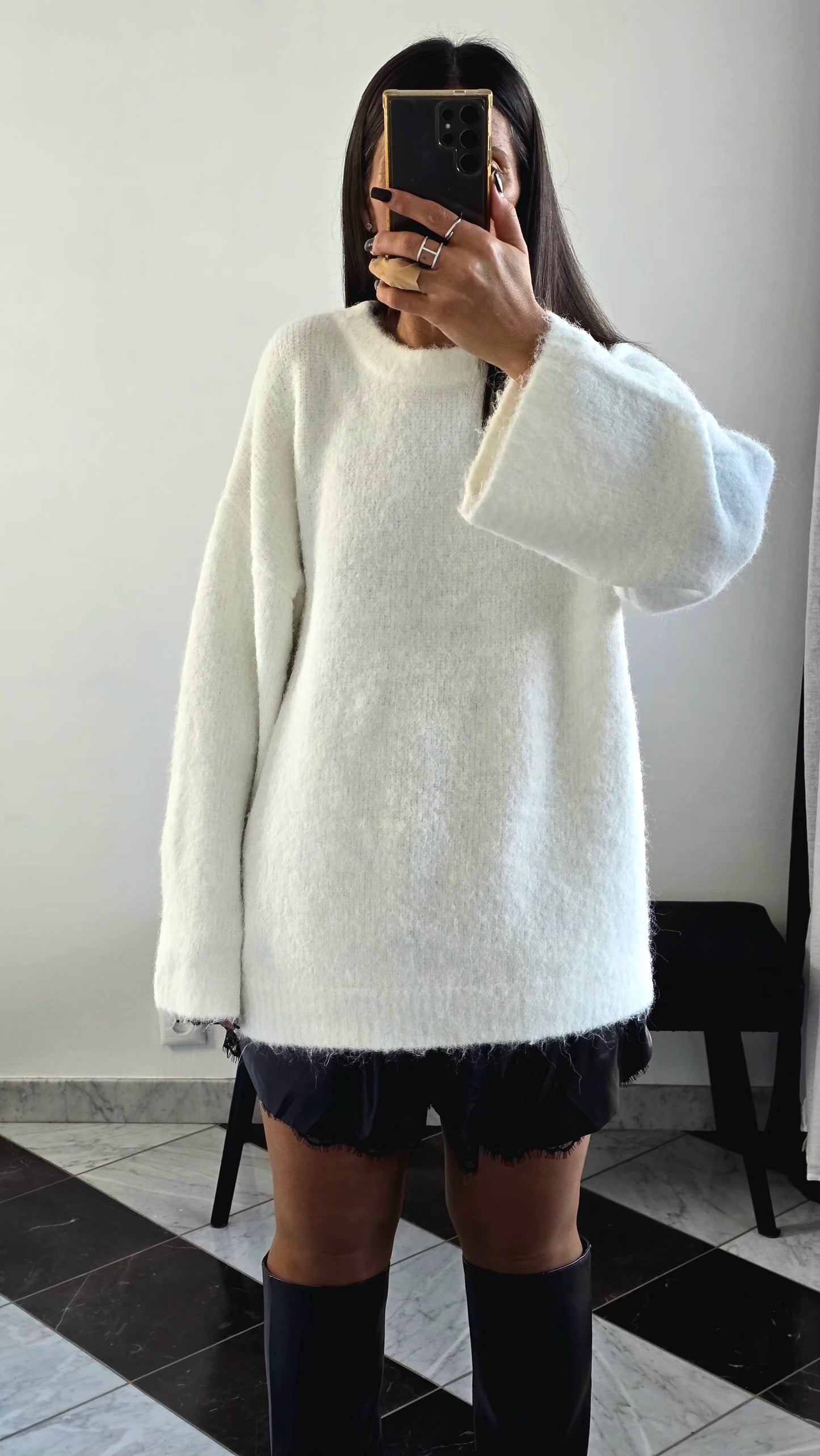 Pull Oversize Ultra-Doux – Blanc Neige