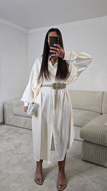 Ensemble satin texturé fluide – écru doux