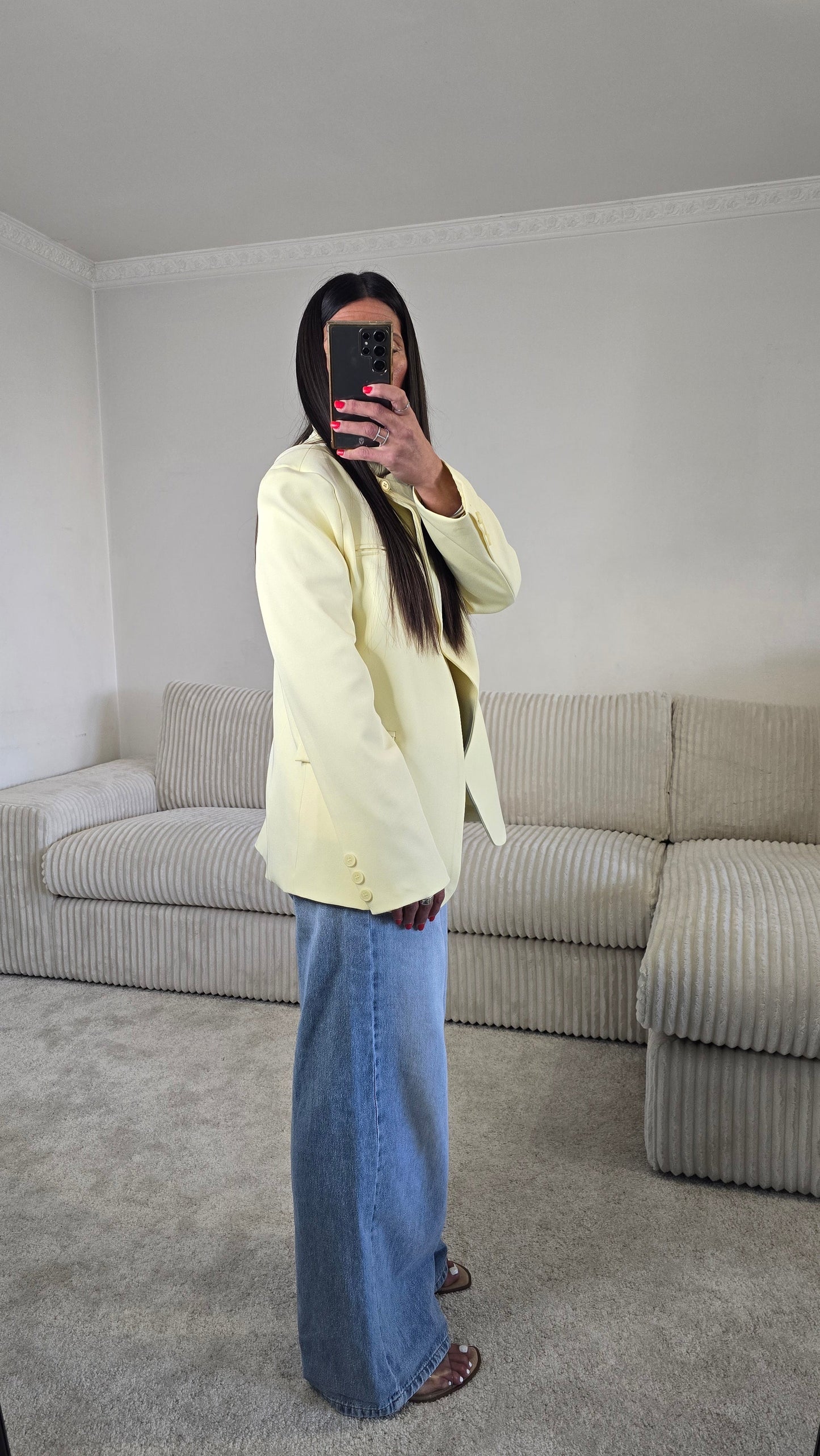 Blazer asymétrique structuré – jaune beurre lumineux