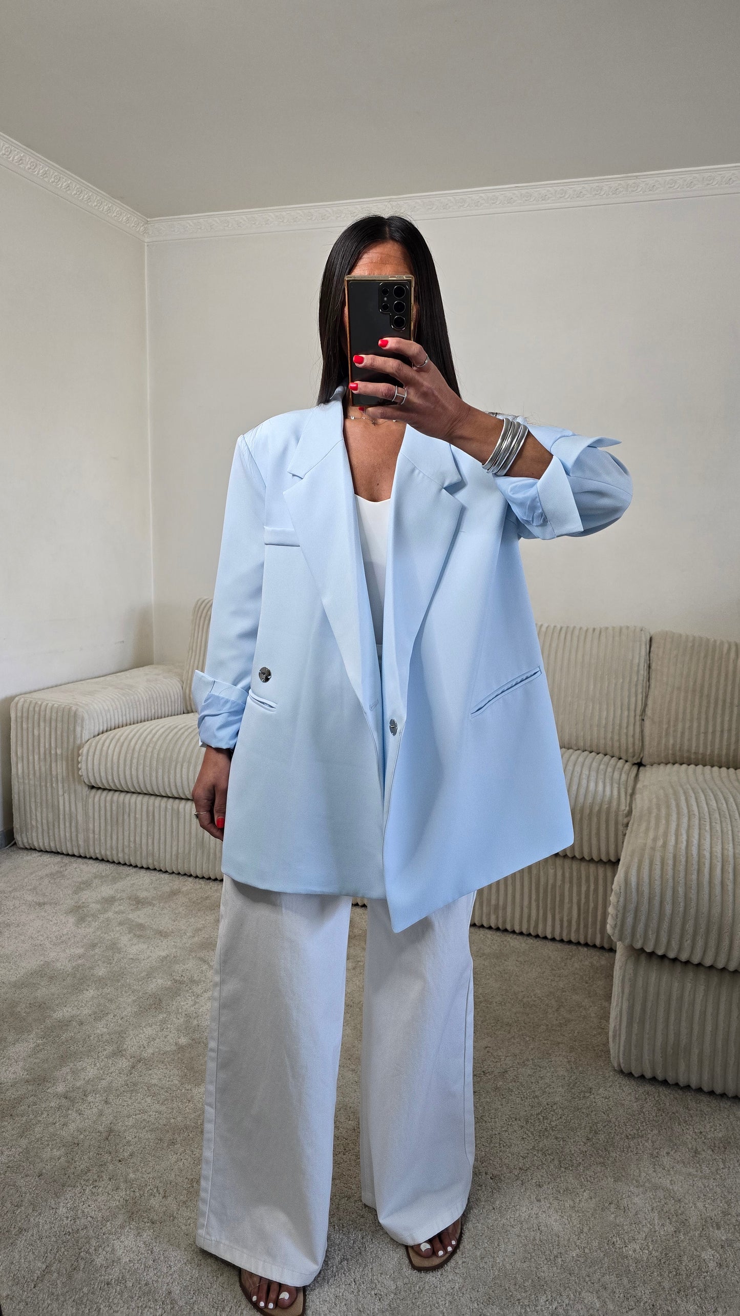 Jean palazzo blanc – coupe large structurée & taille haute