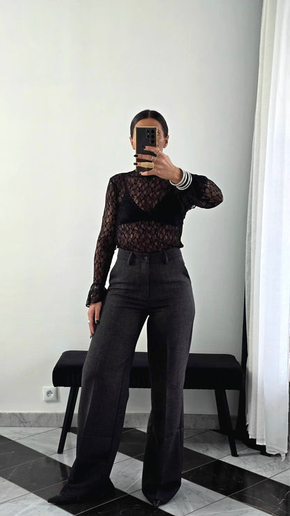 Pantalon Tailoring Droit – Gris Anthracite Chiné