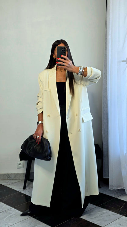 Blazer long oversize écru – coupe signature SOÉLA