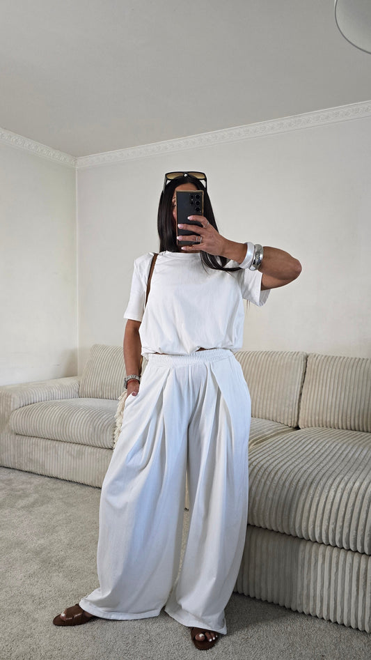 Ensemble jersey coton blanc – silhouette lumineuse & effortless