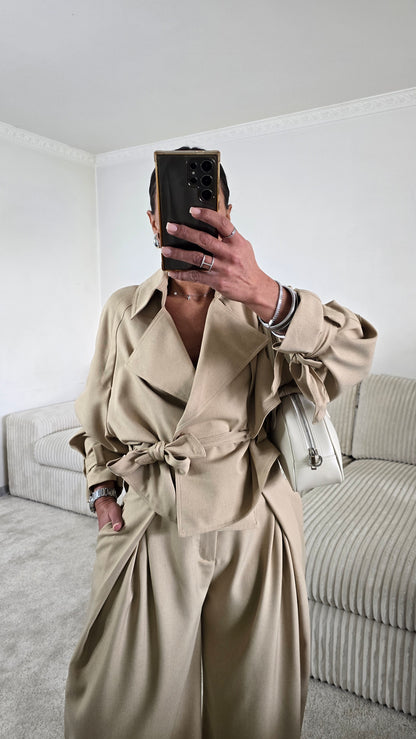 Ensemble signature ceinturé – beige sable