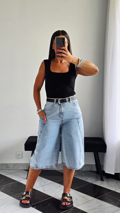 Bermuda en jean large - Coupe cargo