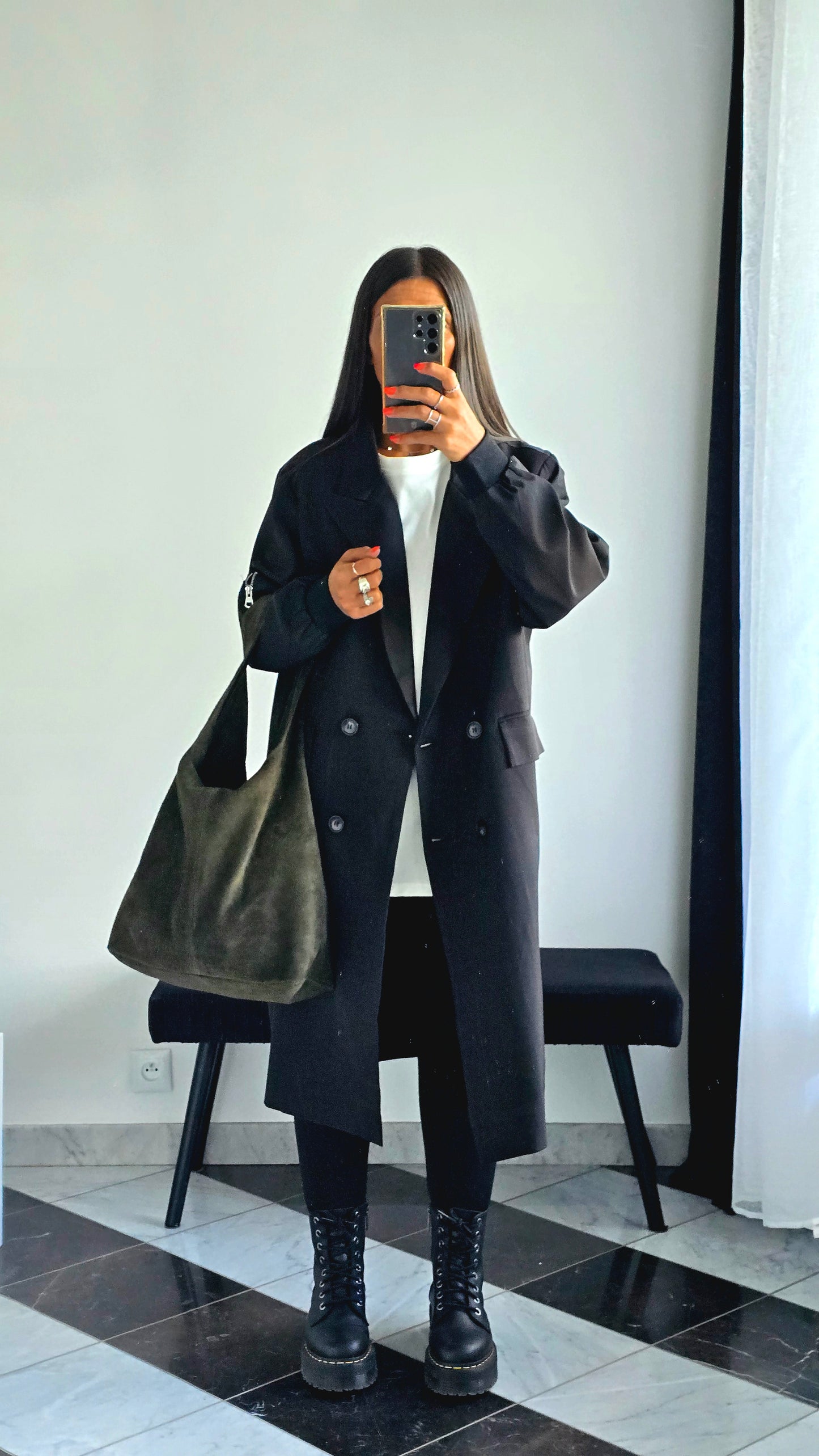 Manteau Long Esprit Blazer Bombers – Noir