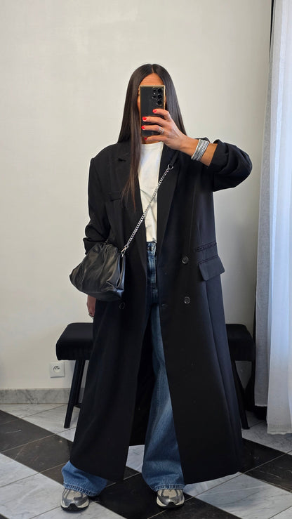 Blazer long oversize noir – coupe signature SOÉLA