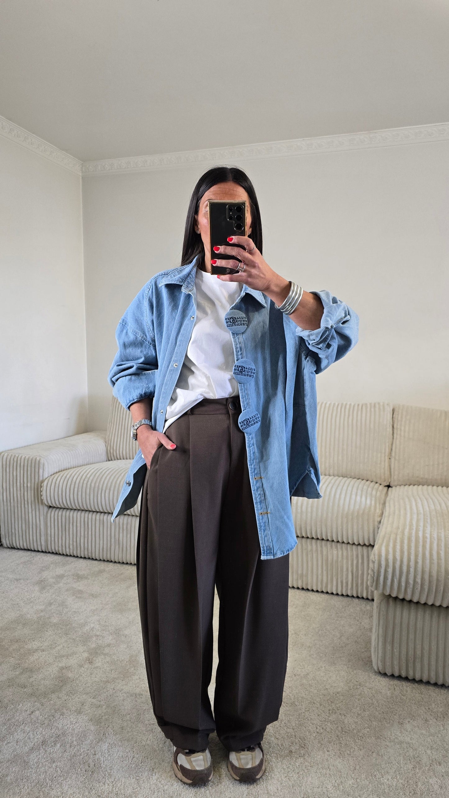 Veste Chemise Oversize en Denim Clair – Boutons Pression