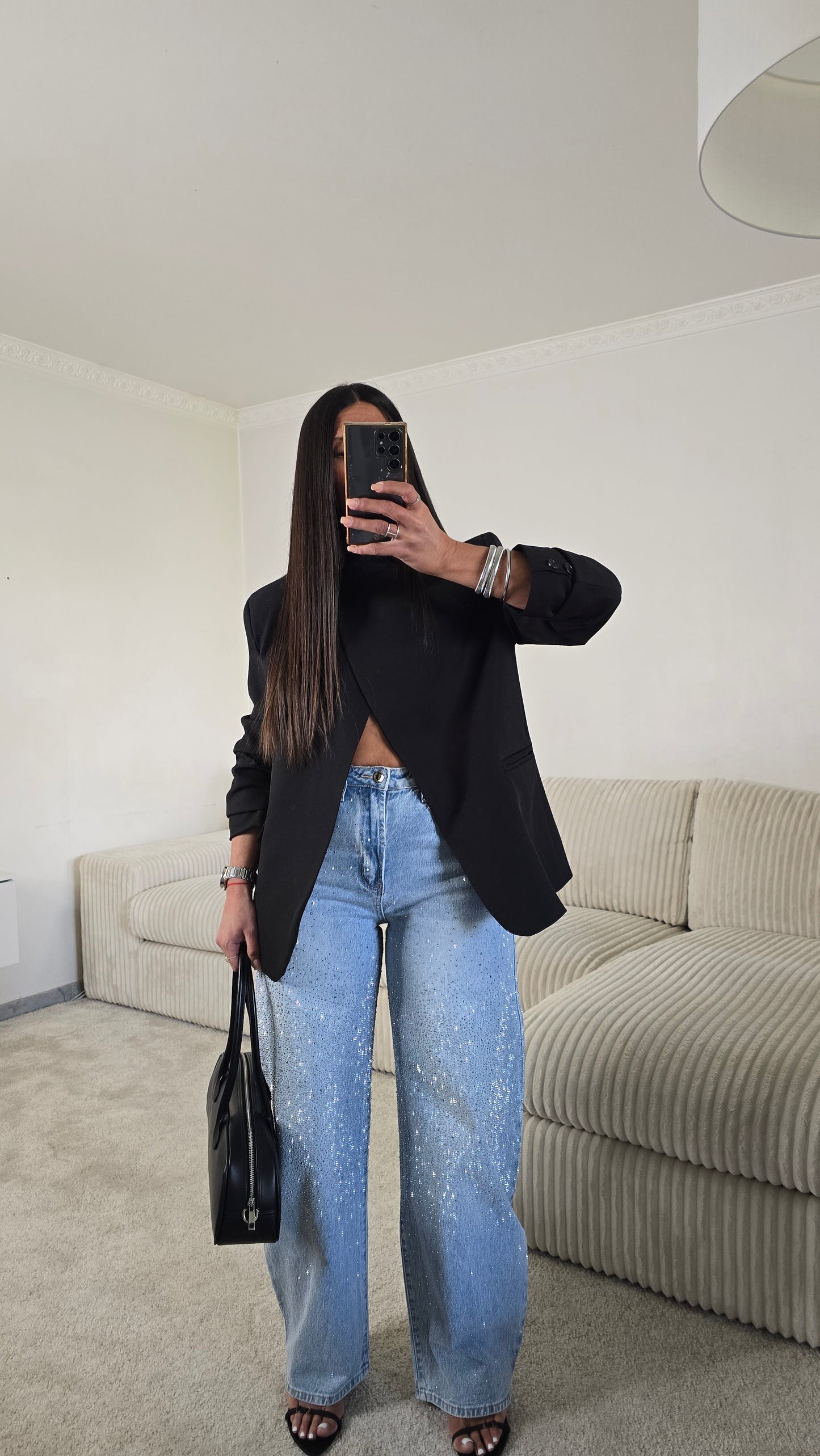 Jean strass signature – denim lumineux