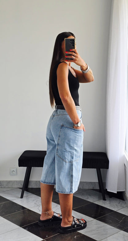 Bermuda en jean large - Coupe cargo