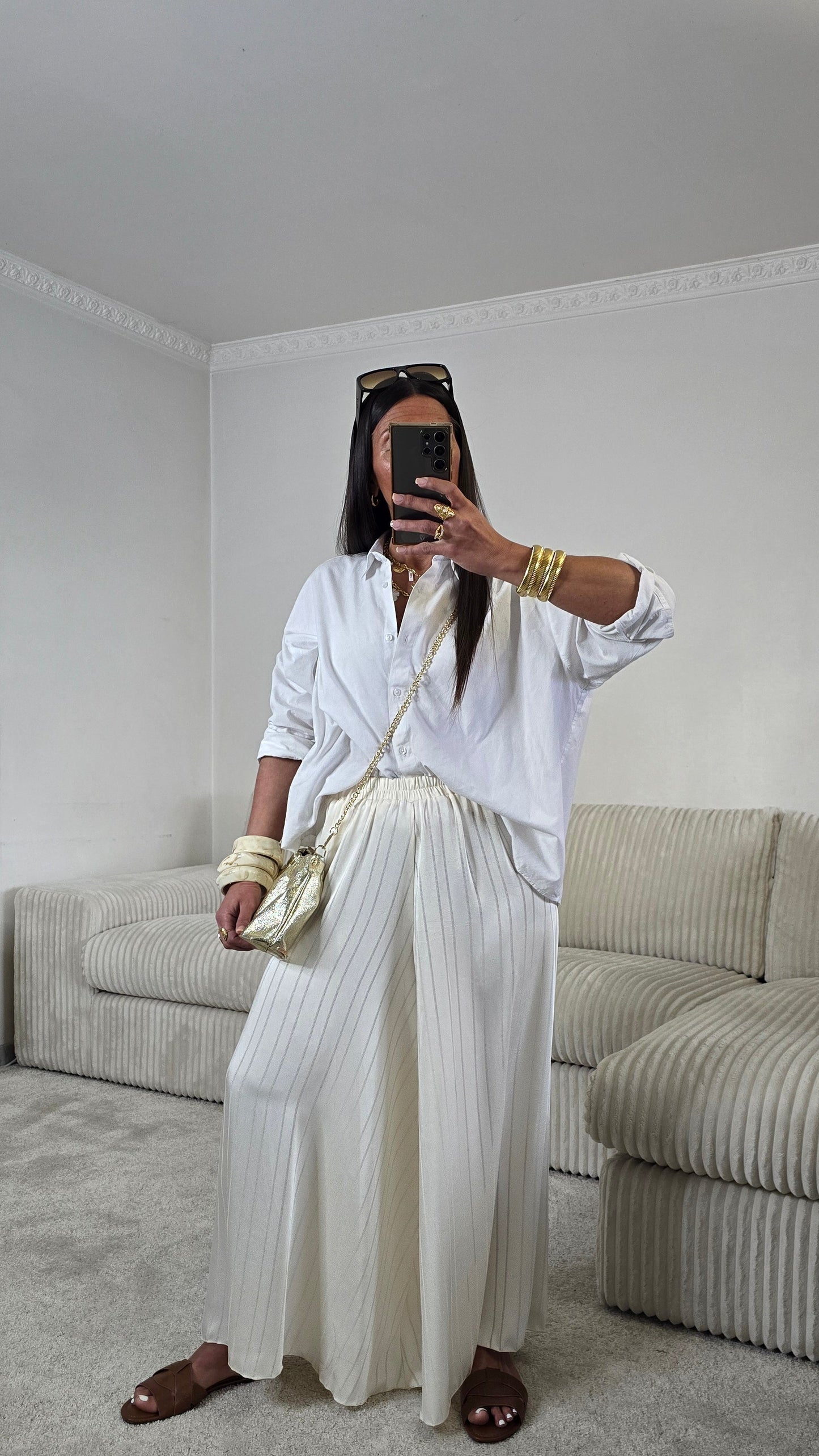 Ensemble satin texturé fluide – écru doux