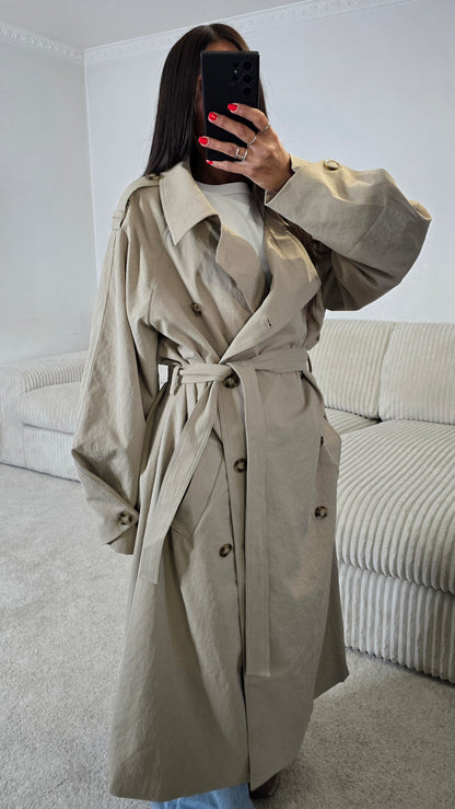 Trench long oversize beige sable