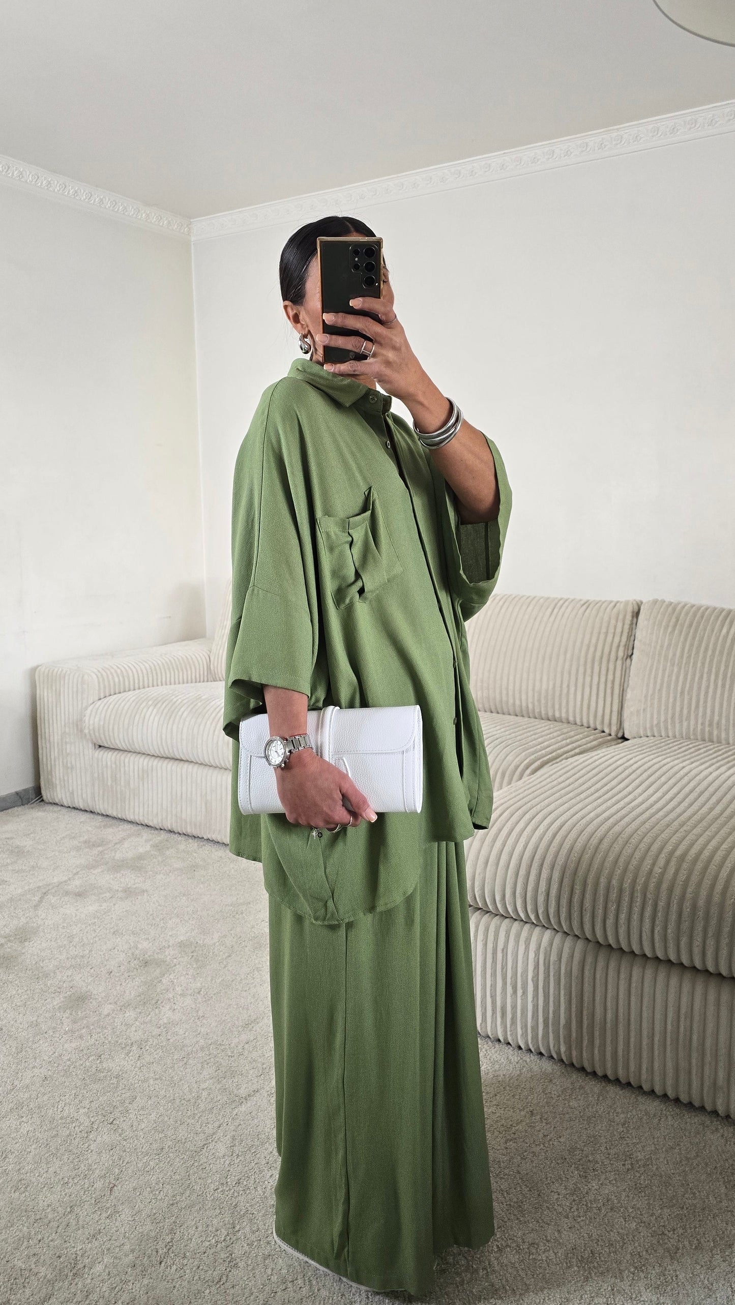Ensemble ample vert matcha – confort et allure