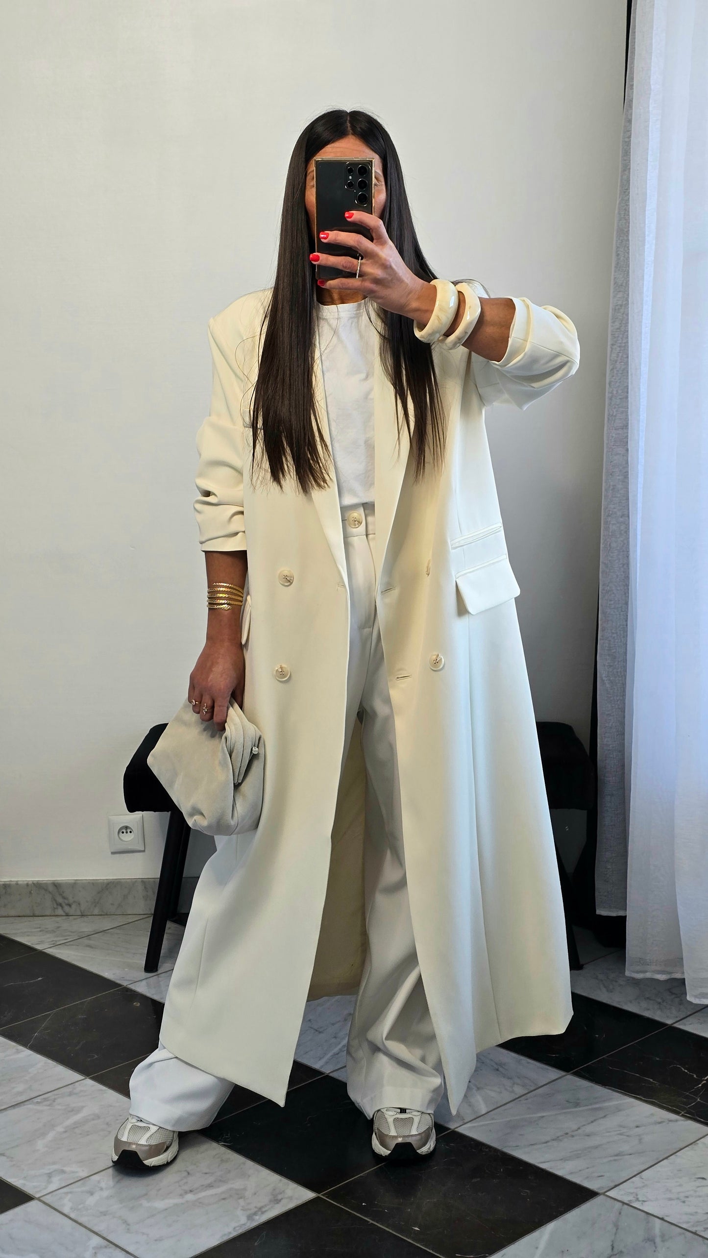 Blazer long oversize écru – coupe signature SOÉLA