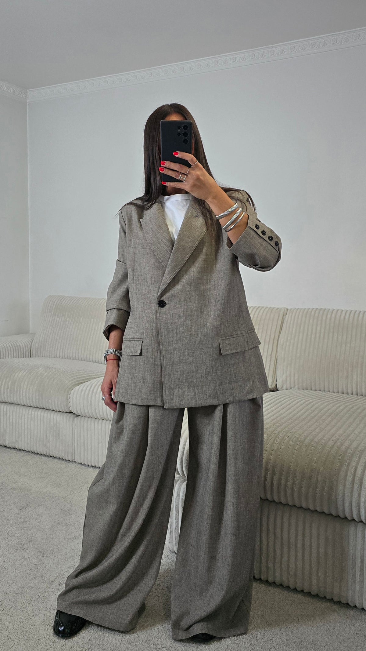 Blazer tailleur oversize taupe