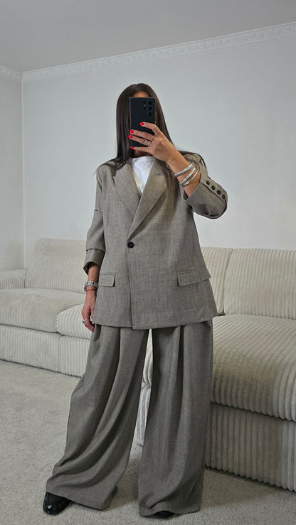 Blazer tailleur oversize taupe