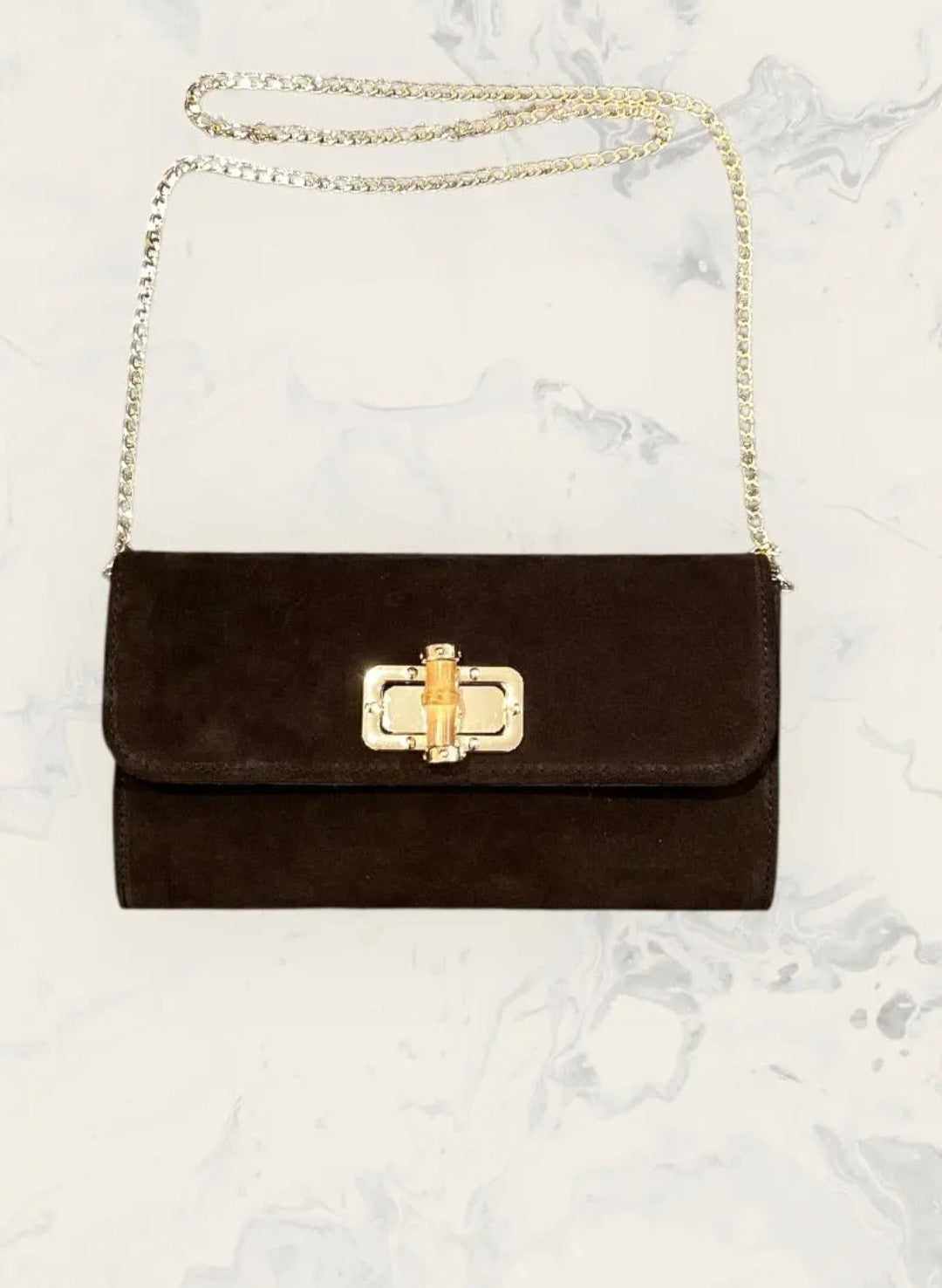 Pochette en Cuir de Vachette – Chocolat & Détails Dorés