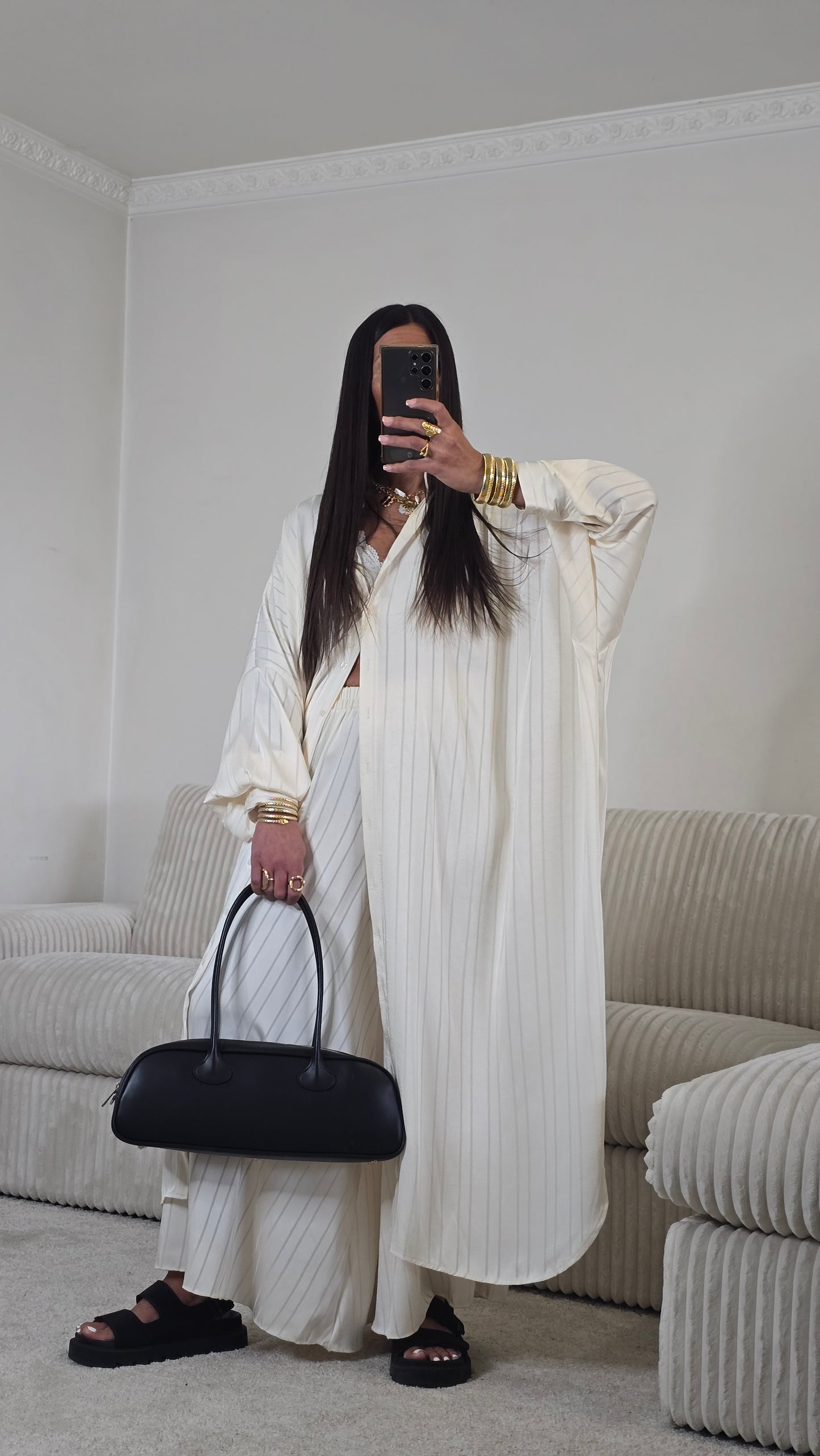 Sac épaule en cuir lisse – noir