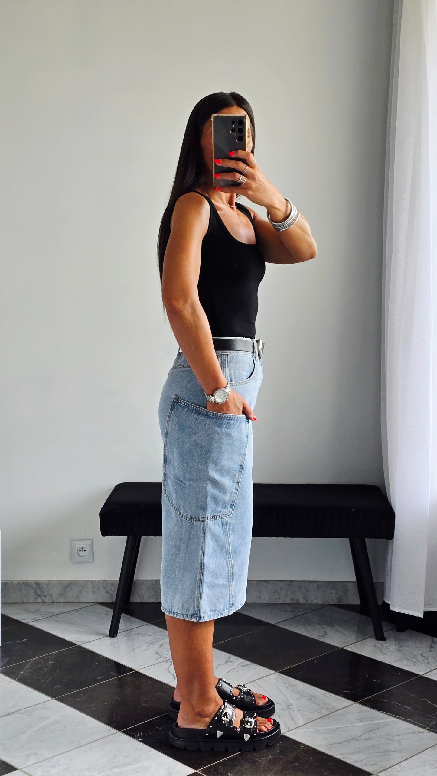 Bermuda en jean large - Coupe cargo