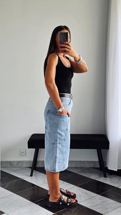 Bermuda en jean large - Coupe cargo