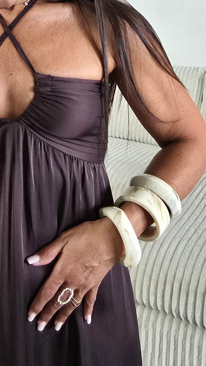 Bracelet résine - ivoire marbré