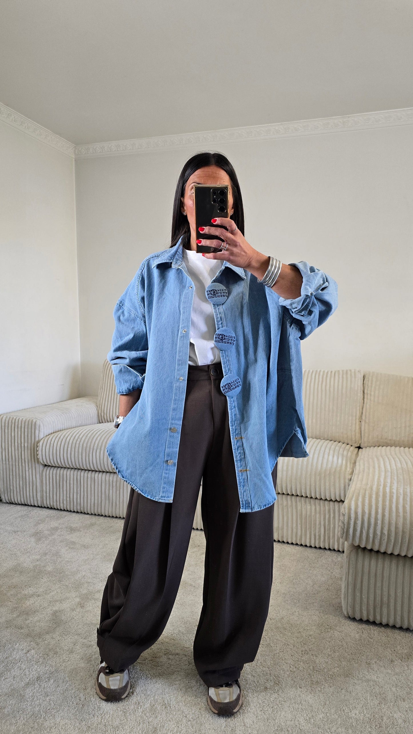 Veste Chemise Oversize en Denim Clair – Boutons Pression