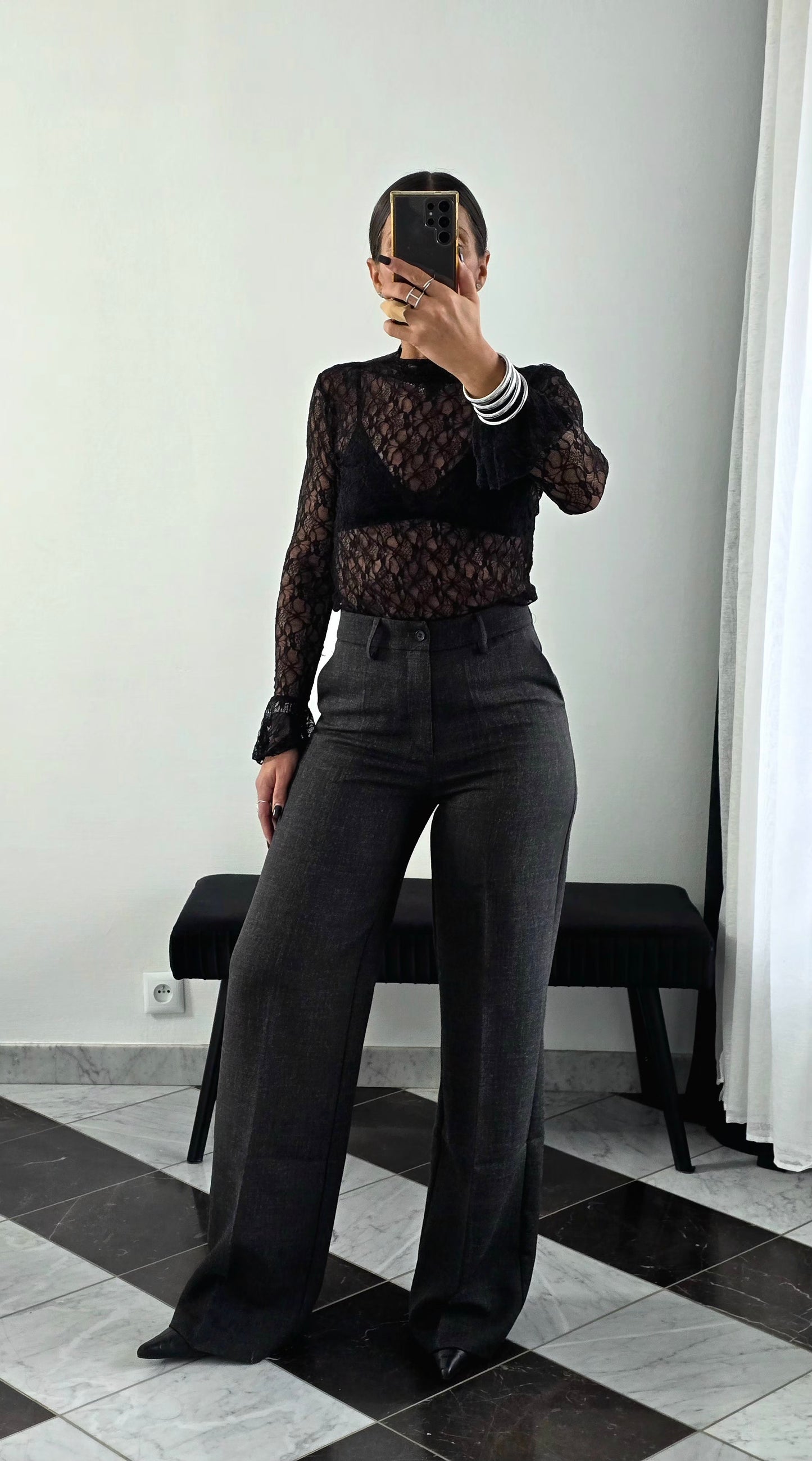 Pantalon Tailoring Droit – Gris Anthracite Chiné