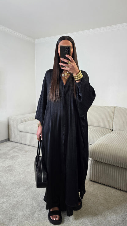 Ensemble satin texturé fluide – noir profond