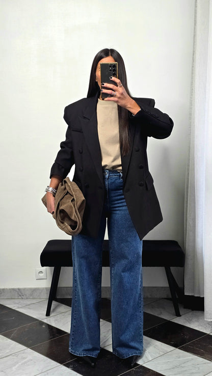 T-shirt à épaulettes taupe en coton épais