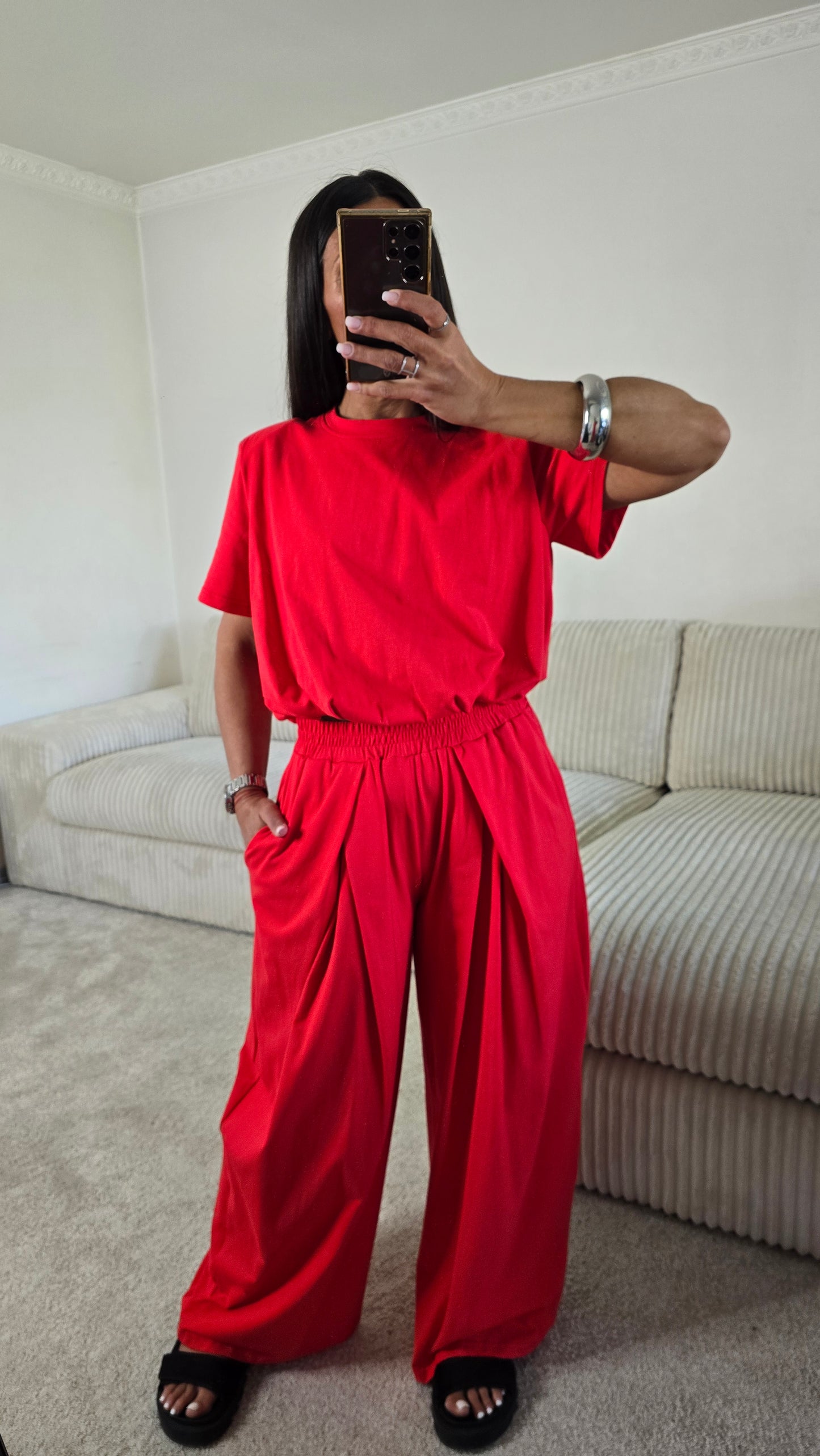Ensemble jersey coton rouge – silhouette effortless