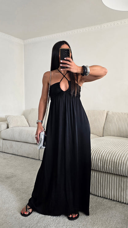 Robe longue dos nu -  noir