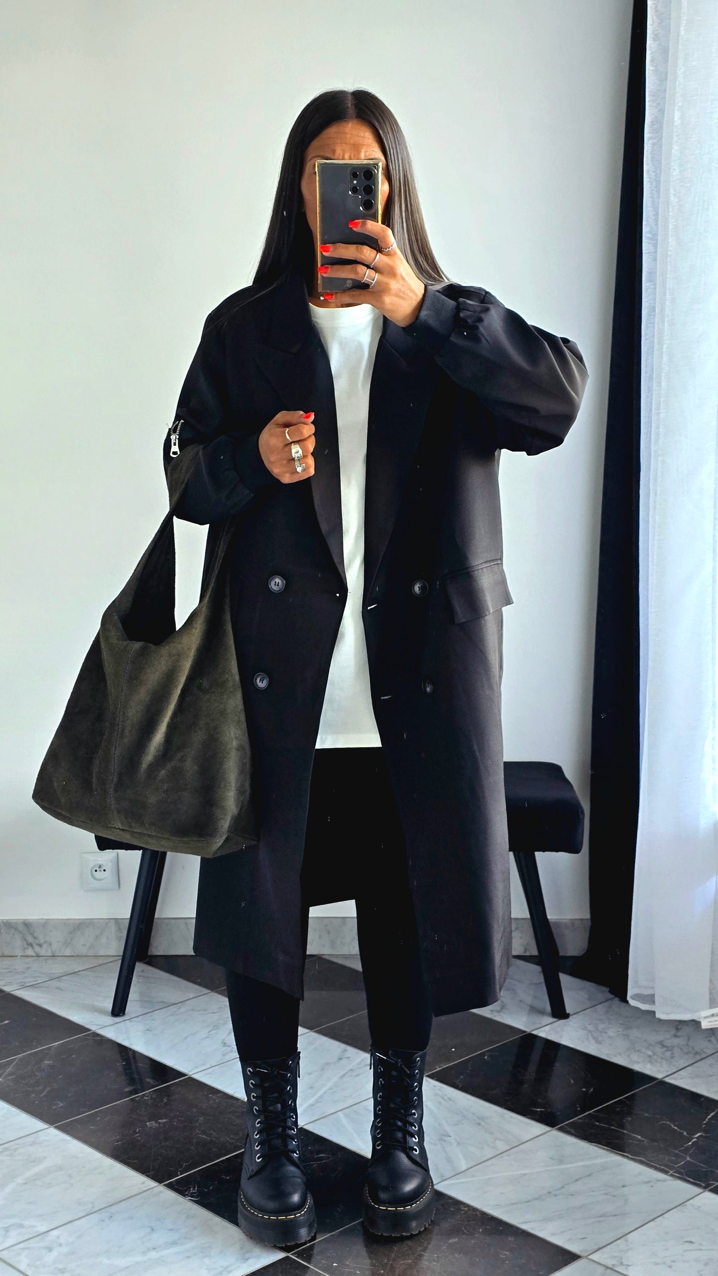 Manteau Long Esprit Blazer Bombers – Noir