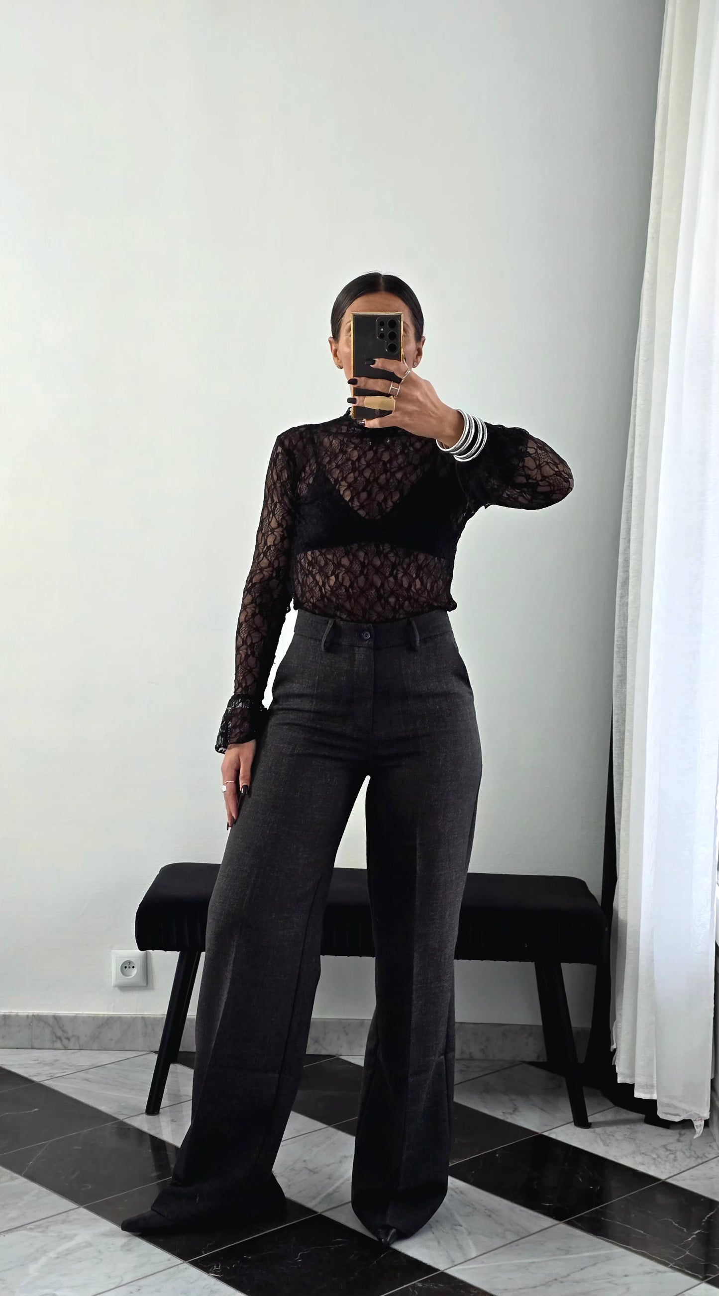 Pantalon Tailoring Droit – Gris Anthracite Chiné