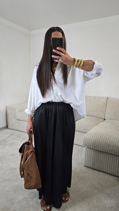 Ensemble satin texturé fluide – noir profond